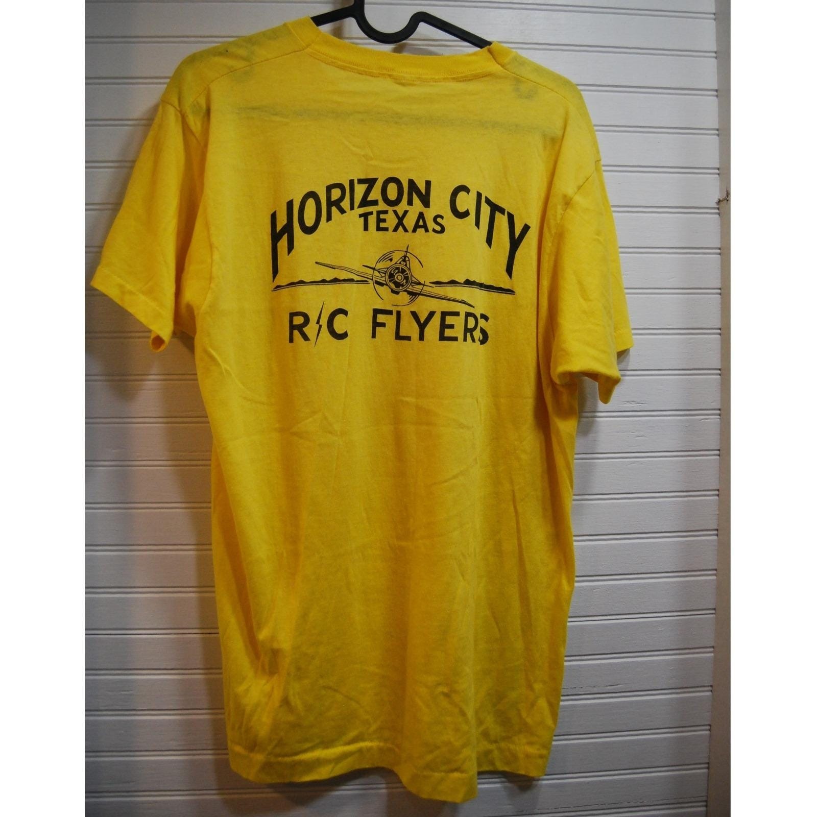 Vintage Single Stitch 70s T-Shirt Size Large Horizon City Texas R/C Flyers Tee